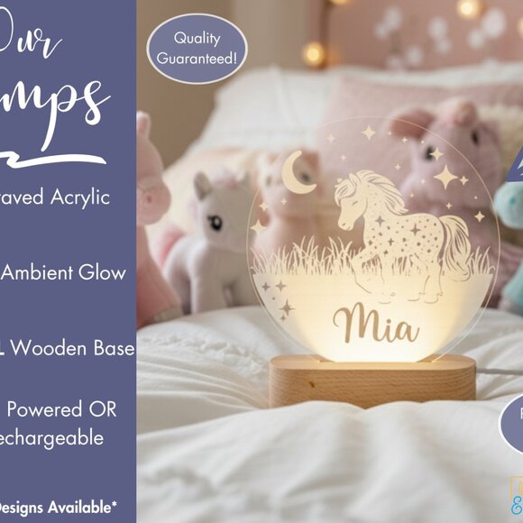 Horse Night Light – Personalized LED Lamp for Kids Room - Picture 3 of 8